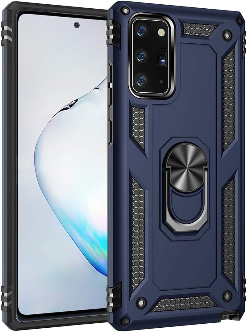 Military Grade Drop Impact for Samsung Galaxy Note 20 Case Note 20 5G Case 360 Metal Rotating Ring Kickstand Holder Armor Heavy Duty Shockproof Case for Galaxy Note 20 5G Phone Case (Sliver)  Dionsibei Blue  