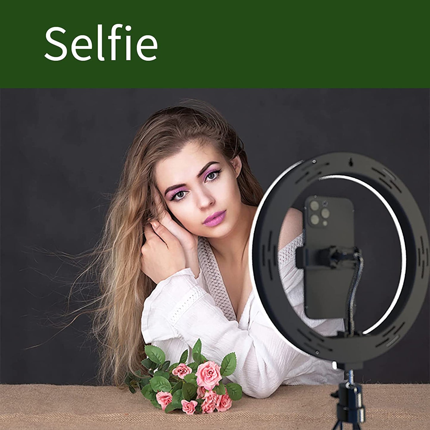 Imuviy Selfie Ring Light Set with Tripod Stand and Adjustable Cell Phone Holder for Live Stream or Diammable Desk Makeup Ring Light Kit Mini Led Camera Ringlight for Youtube Videos Photography  imuviy   