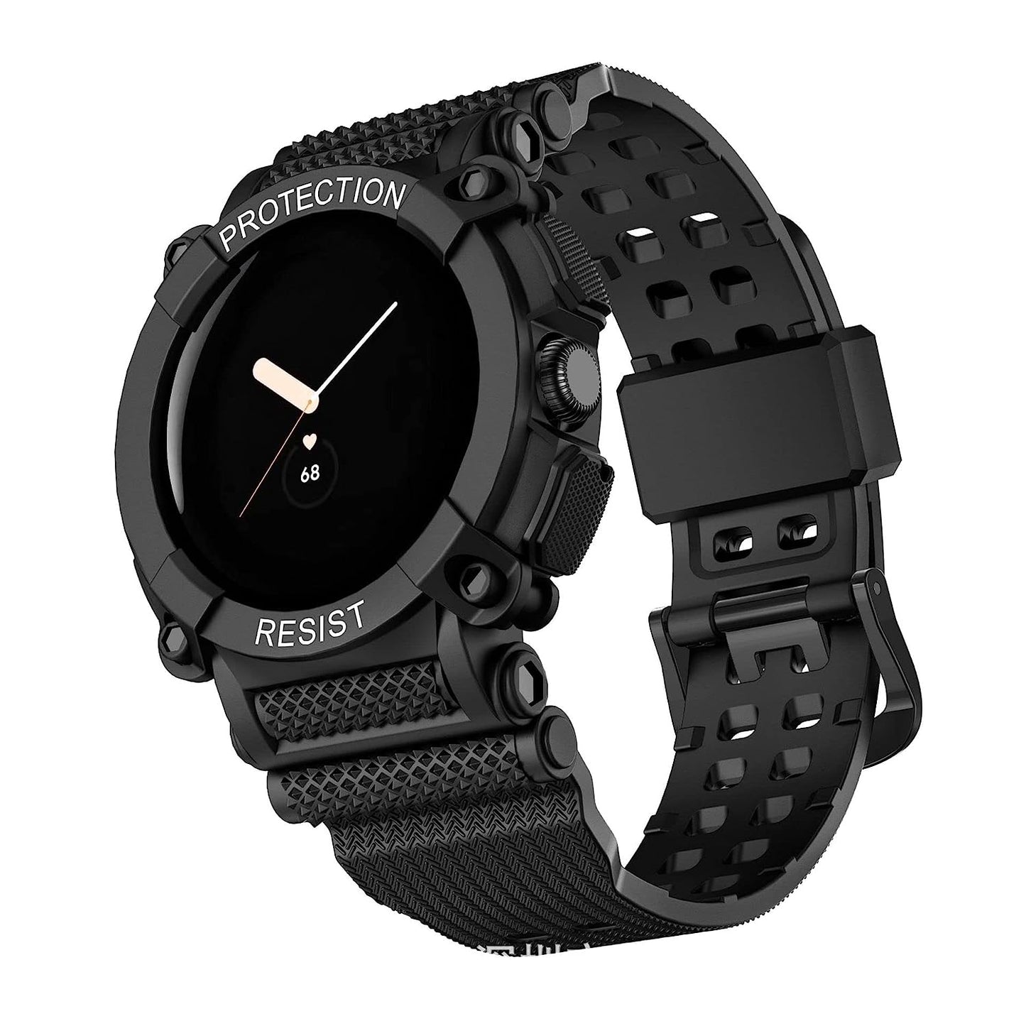 Pixel Watch Band Google Pixel Watch Band Silicone Watch Band Strap Shockproof Replacement Band One-Piece Strap for All-Round Protection Breathable Light Weight (Black)  BODYMART   