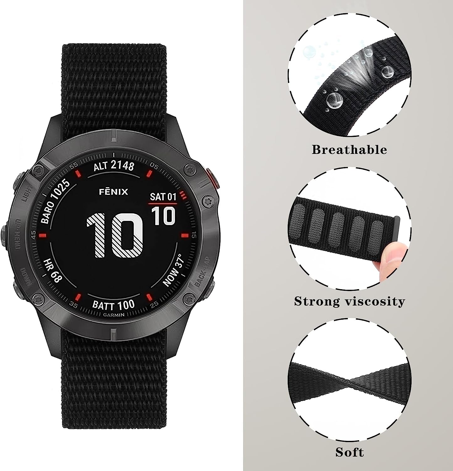 Sunnyson 3 Pack Stretchy Loop Quick Dry Watch Bands for Garmin Fenix 7S/6S/5S/Descent Mk2S,20Mm Soft Woven Nylon Replacement Wristband Strap for Garmin Fenix 6S Pro/Sapphire/Fenix 5S plus Smartwatch  Sunnyson   