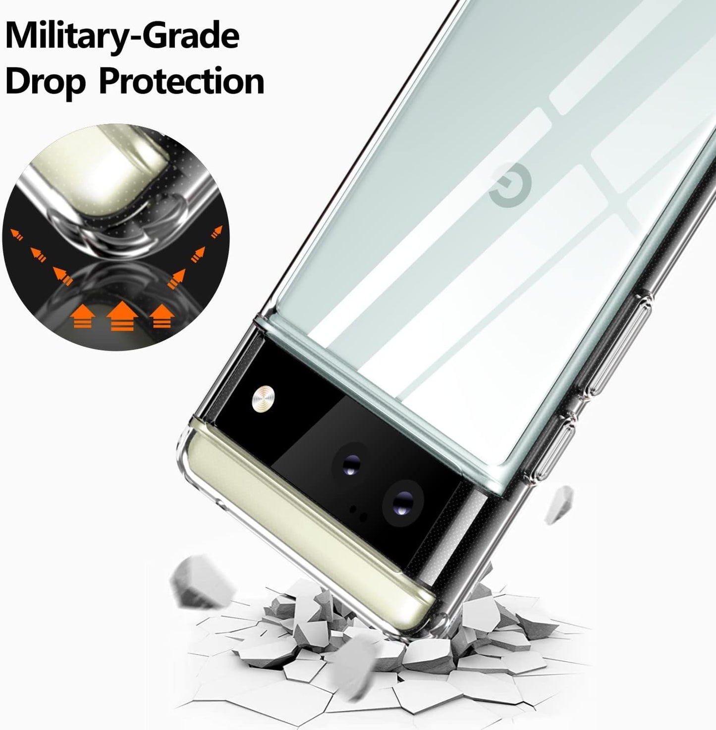 Rayboen Case for Google Pixel 6 5G, Crystal Clear [Anti-Yellowing] No-Slip Shockproof Phone Case, Hybrid Transparent Bumper Protective Cover for Pixel 6  Rayboen   