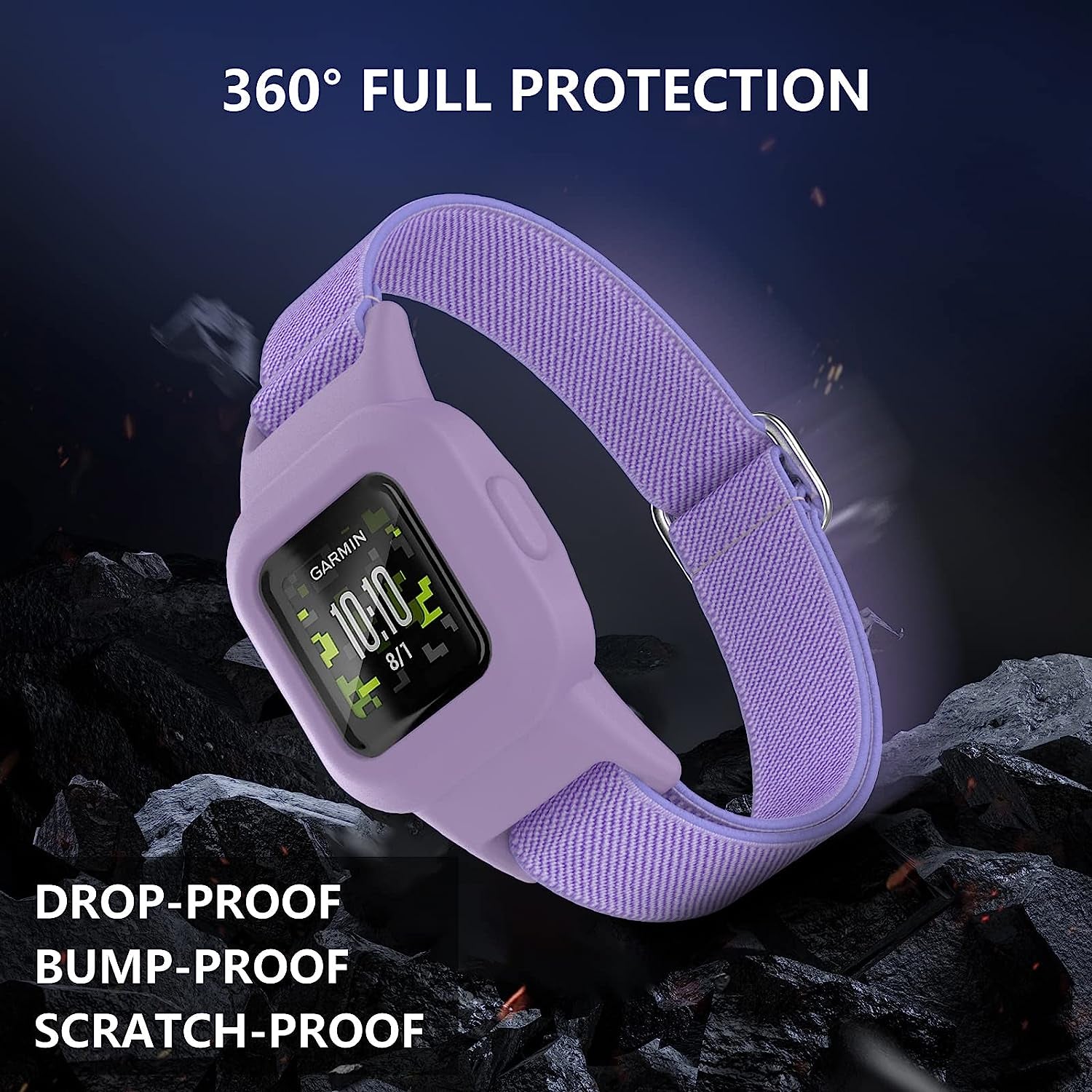 Mosstek Elastic Bands Compatible for Garmin Vivofit Jr 3 Bands for Kids 6+, Soft Stretchy Loop Nylon Bands Compatible for Garminfit Jr. 3 Swim-Friendly Adjustable Replacement Boys Girls, 3 Pack  Mosstek   