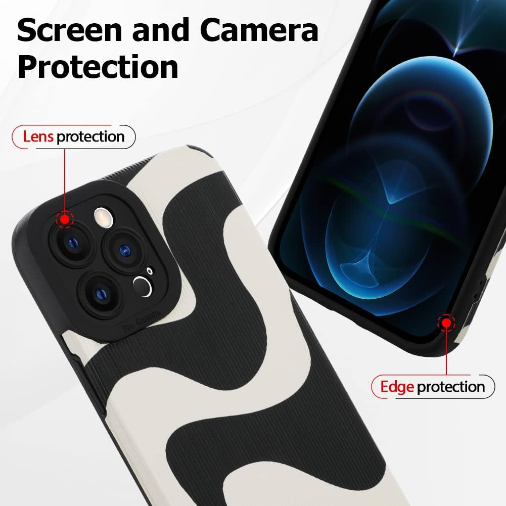 Wlxee Compatible Iphone 12 Pro Max 6.7 "2020 Wave Pattern Mobile Phone Case, Soft TPU Bumper Silicone Glue Mobile Phone Case Cute Zebra Pattern Pattern Designed for Female Girls  Wlxee   