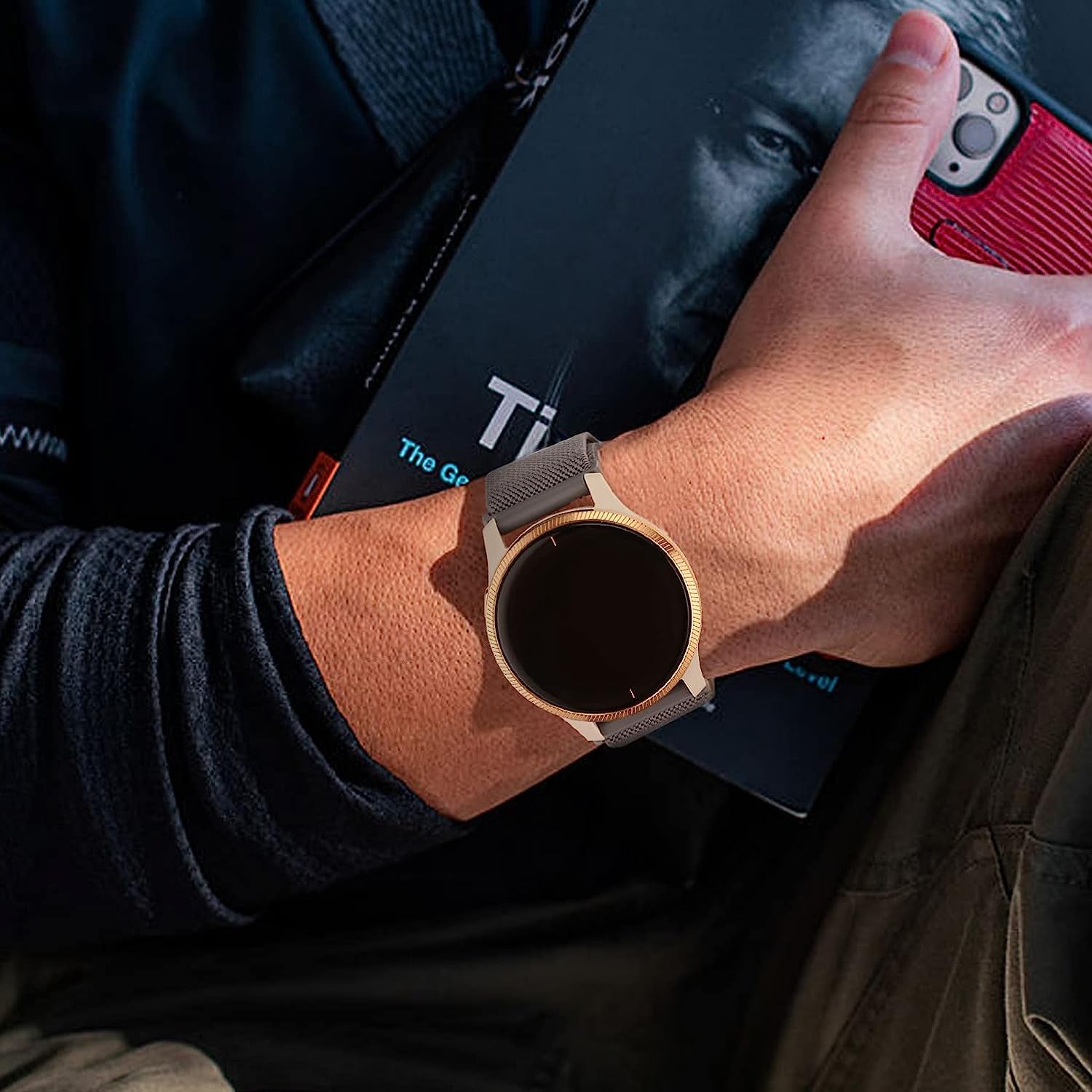 3 Pack Stretchy Nylon Watch Bands Compatible with Garmin Vivoactive 4,Venu 2,Forerunner 255/255 Music,22Mm Loop Elastic Straps for Amazfit GTR 4,GTR 3,GTR 2,Ticwatch Pro 3,Fossil Gen 5 for Women Men.  Bolesi   