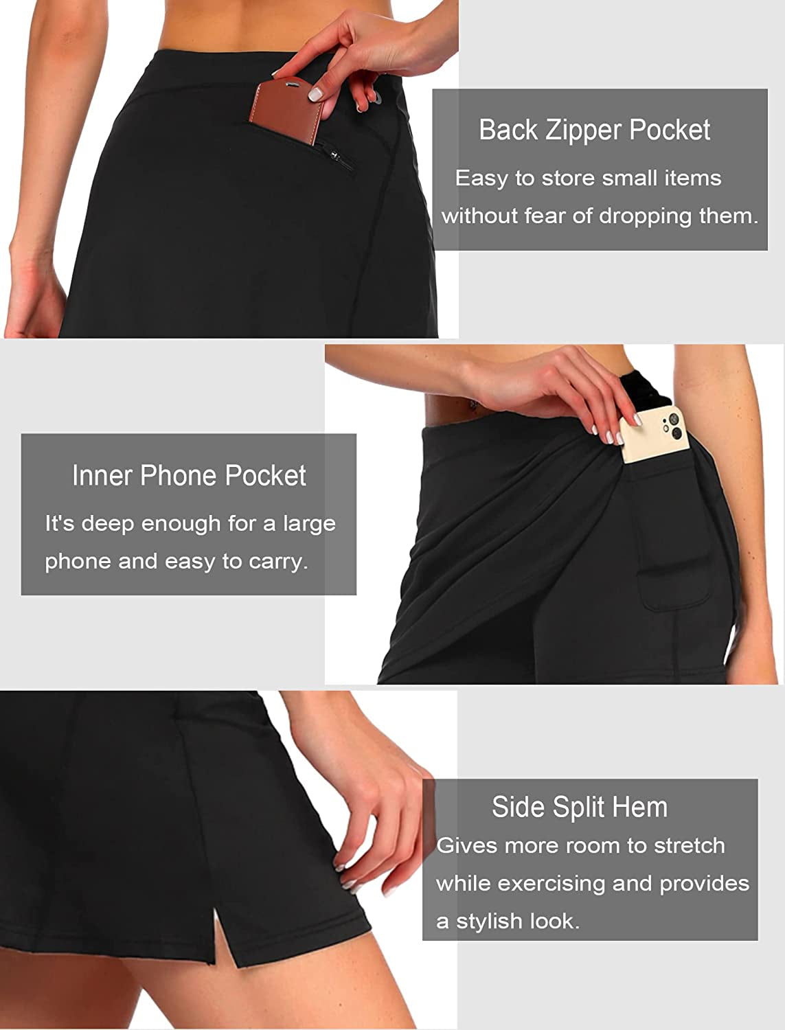 ADOME Women'S Athletic Skort Tennis Skirt with Pockets Shorts Active Golf Running Workout Sports  ADOME   