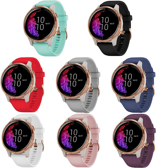 TECKMICO 8PCS Bands Compatible with Garmin Venu,20Mm Silicone Replacement Bands with Rose Gold Buckle for Garmin Venu/Vivoactive 3/Vivomove Luxe Bands,No Watch (8-Pack)  TECKMICO   