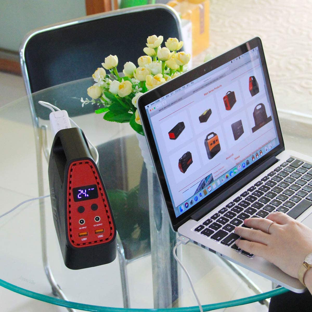 146Wh Portable Power Station, Sinkeu Power Bank with AC Outlet, Portable Laptop Charger with 100W AC Outlet, DC Port, QC 3.0 USB Port, Rechargeable Backup Lithium Battery for Outdoor Camping Home Office  SinKeu   