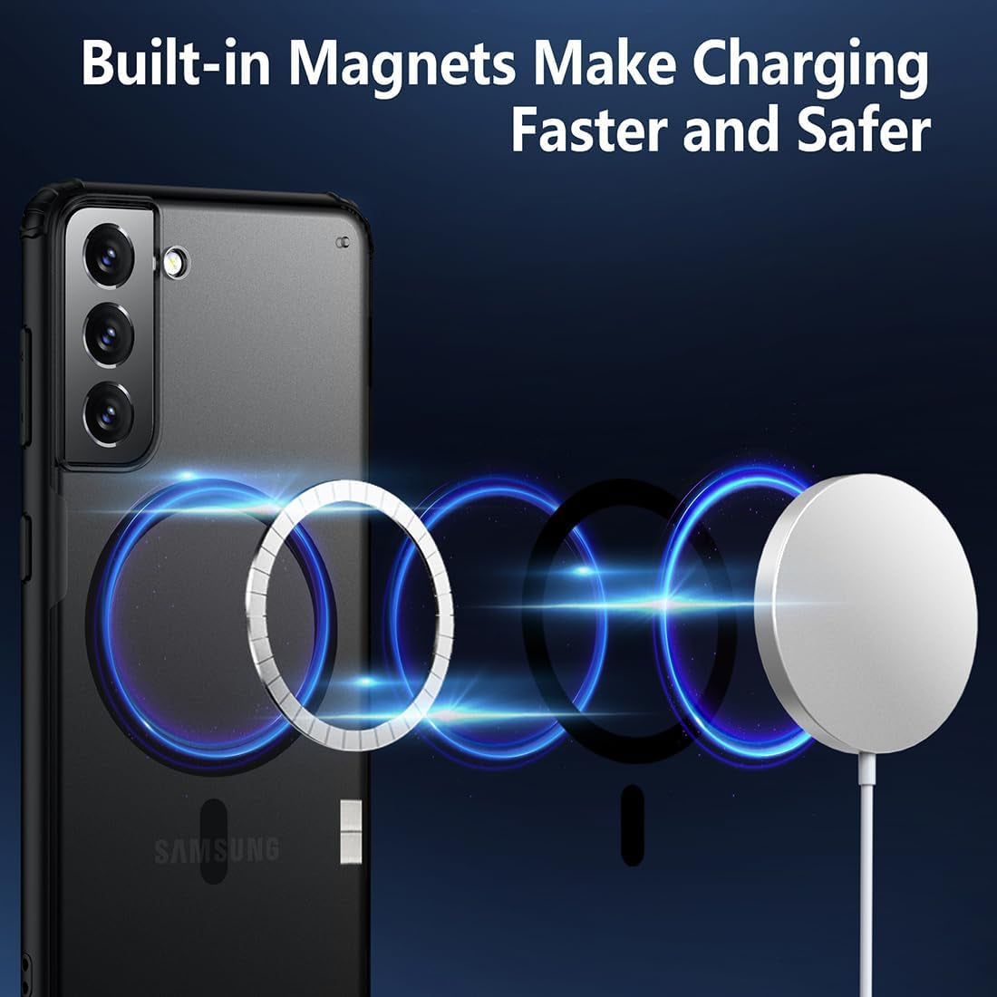 TIANNIUKE Magnetic Case for Samsung Galaxy S21 5G, Translucent Matte Anti-Fingerprint,Compatible with Magsafe,Slim Fit Shockproof Protective Phone Case for Galaxy S21 Case  TIANNIUKE   