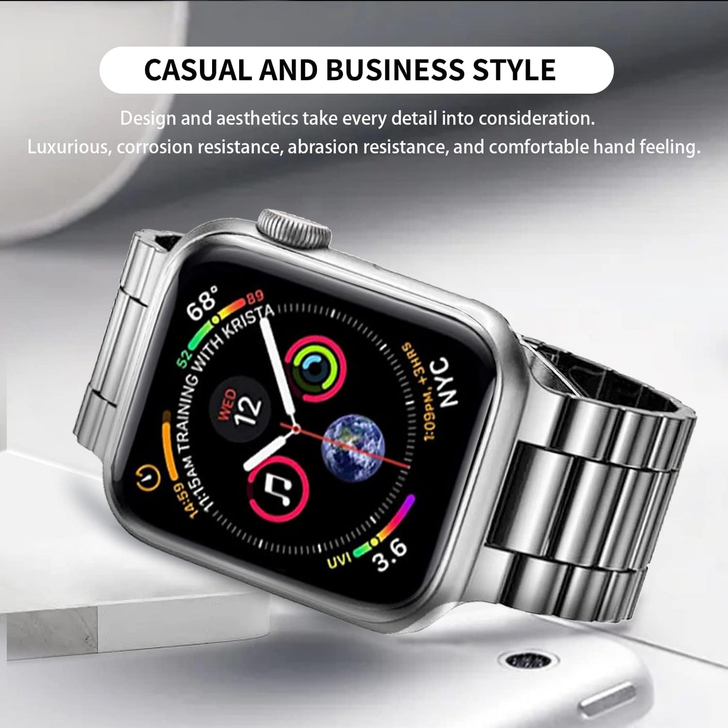 REASDEN Compatible with Apple Watch Band Iwatch Ultra Series 8/7/6/5/4/3/2/1/SE, 38/40/41/42/44/45/49Mm, Solid Stainless Steel Band Metal Business Band Man Women  REASDEN   