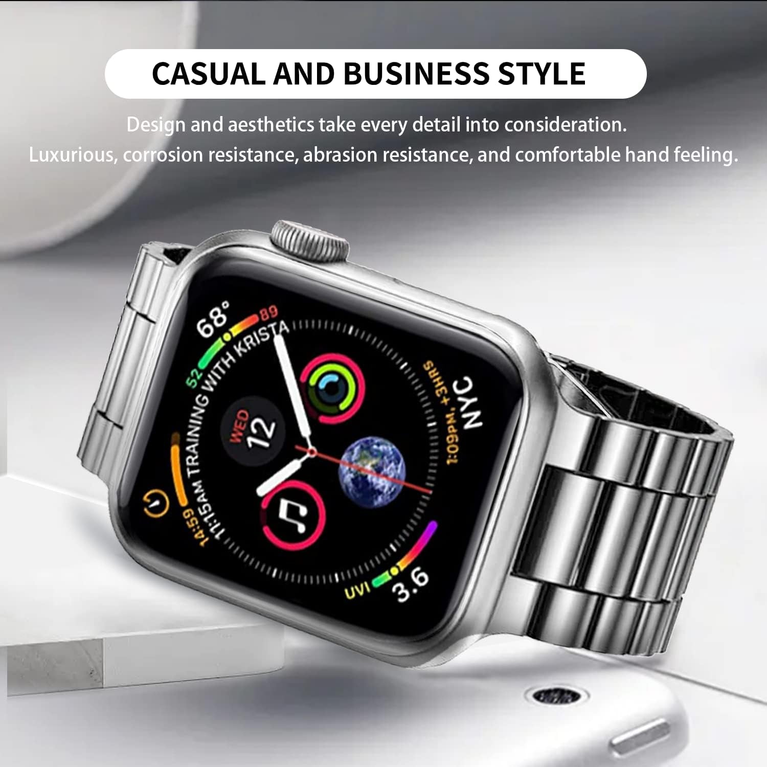 REASDEN Compatible with Apple Watch Band Iwatch Ultra Series 8/7/6/5/4/3/2/1/SE, 38/40/41/42/44/45/49Mm, Solid Stainless Steel Band Metal Business Band Man Women  REASDEN   