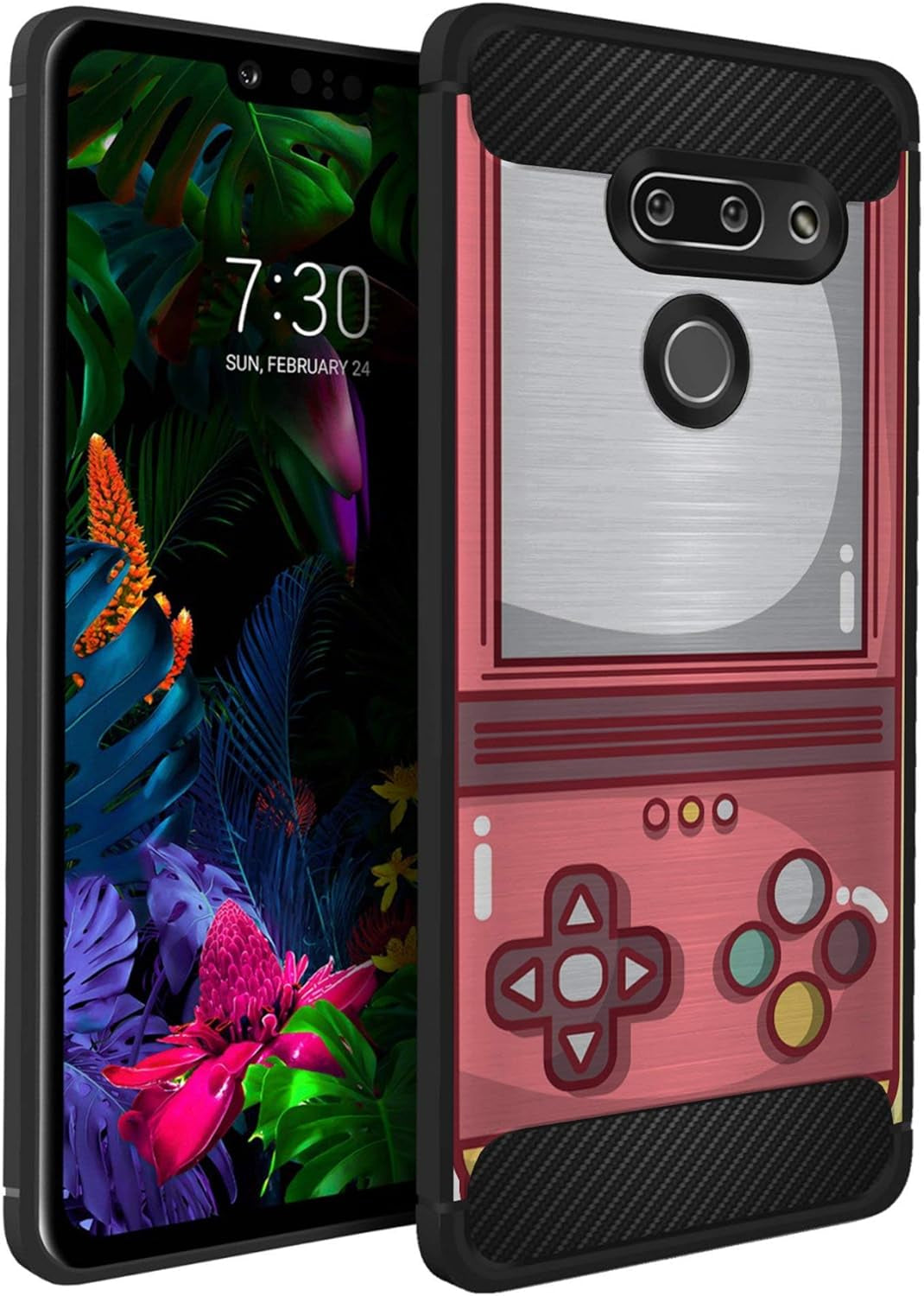 Casesondeck Case Compatible with [LG G8 Thinq/Lg G8] Pictorial Patterned TPU Design Case Flexible Slim and Elegant (Black Retro Control)  CasesonDeck Pink Retro Game  