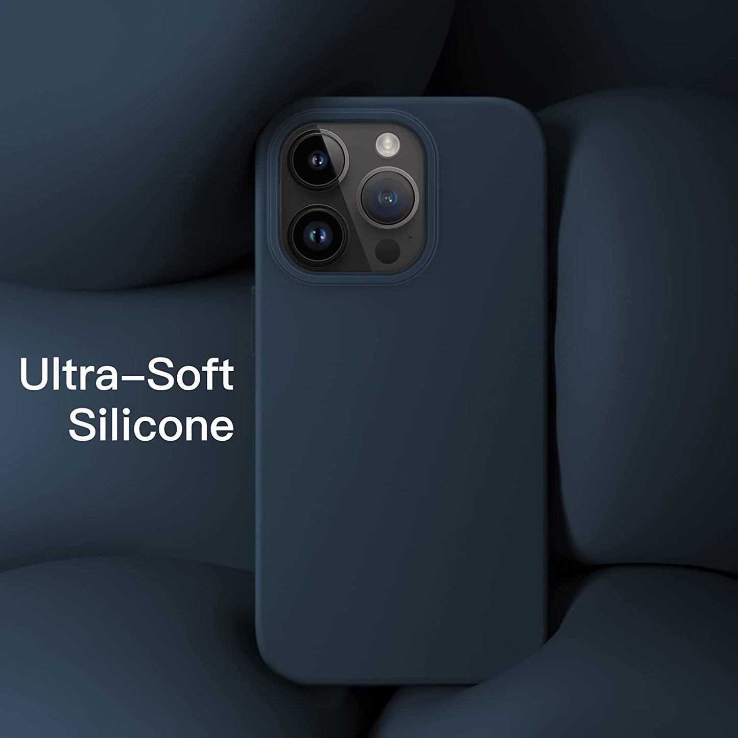 Jetech Silicone Case for Iphone 14 Pro 6.1-Inch (NOT for Iphone 14 Pro Max 6.7-Inch), Silky-Soft Touch Full-Body Protective Phone Case, Shockproof Cover with Microfiber Lining (Navy)  JETech   