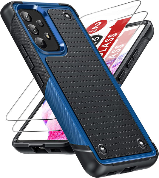 Leyi for A53 5G Case, Samsung Galaxy A53 Case with 2 Pack Screen Protectors, Dual Layer Protective Hard PC Back & Soft Bumper Resilient Shock Absorb Phone Case for Samsung Galaxy A53 5G, Blue  LeYi   