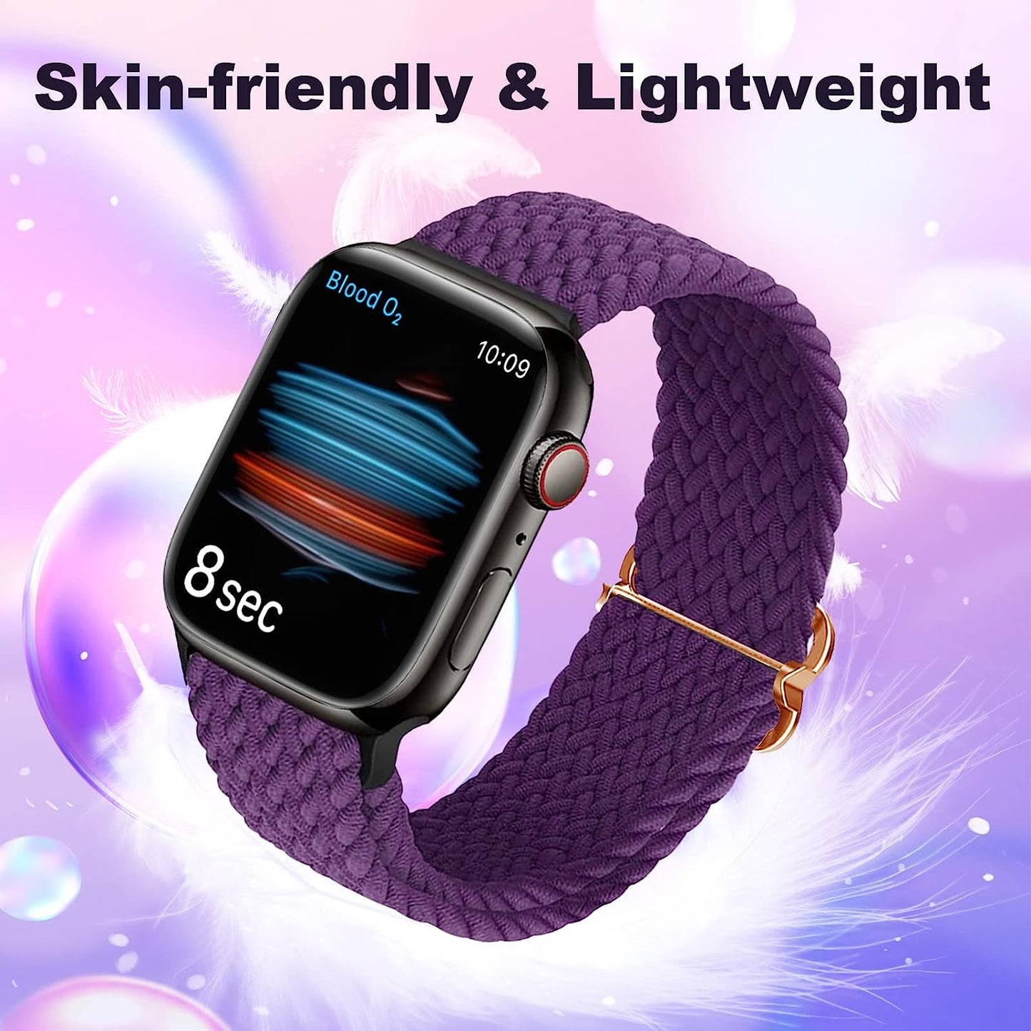 Braided Bands Compatible with Apple Watch Band 42Mm 44Mm 45Mm 49Mm for Women Men, Stretchy Braided Solo Loop Watch Band for Iwatch Series 8 7 6 5 4 3 2 1 Ultra SE (38/40/41Mm, Purple)  DOBSTFY   