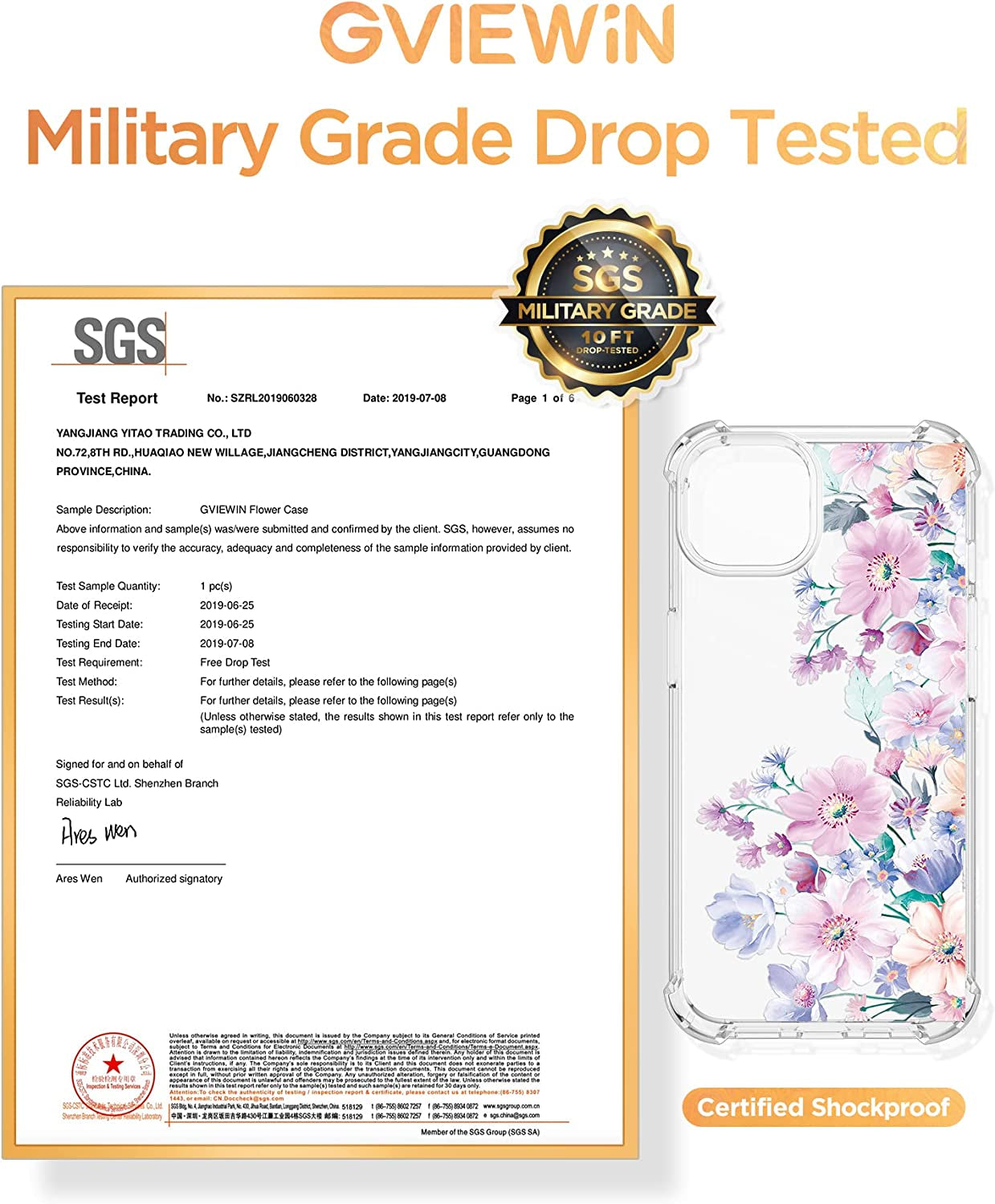 GVIEWIN Compatible with Iphone 14 Case with Screen Protector + Camera Lens Protector, Soft Shockproof Clear Floral Phone Protective Cover for Women,Flower Pattern Design 6.1"(Anemone Blooms/Pink)  GVIEWIN   