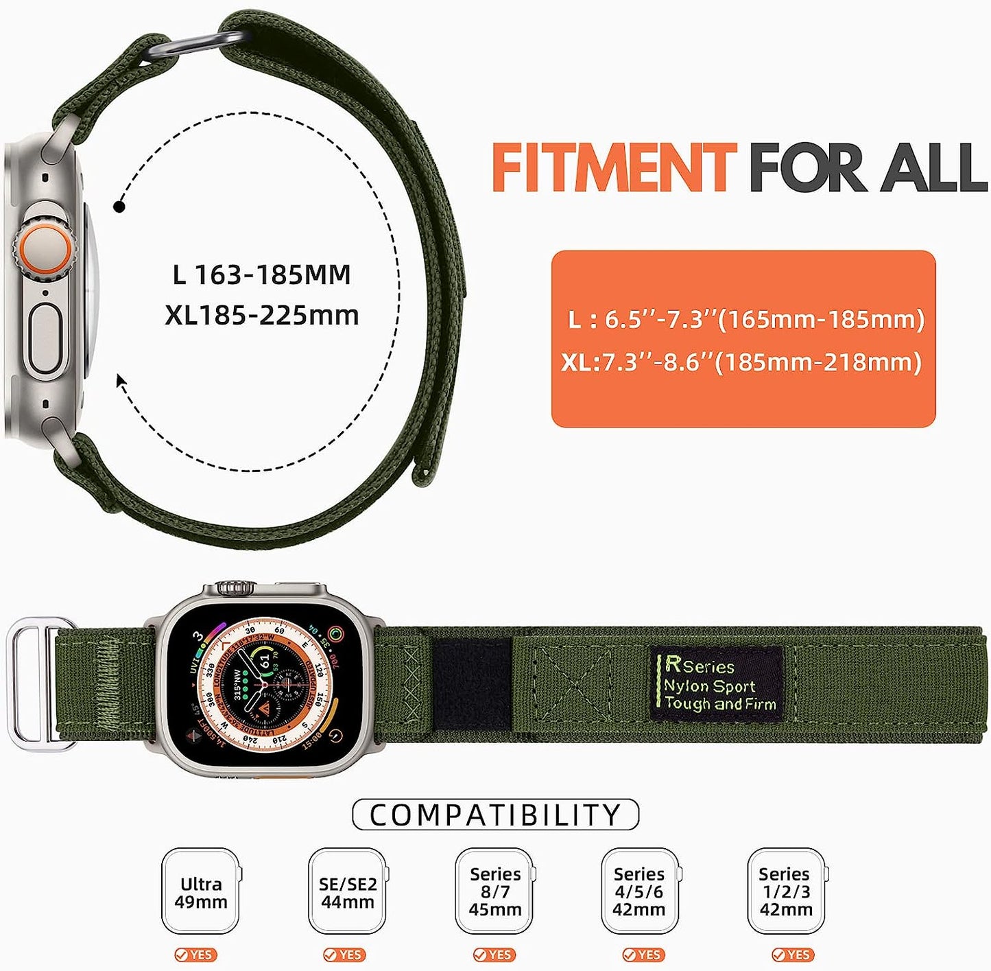 Daqin Rugged Nylon Tactical Band Compatible with Apple Watch Band 49Mm 44Mm 45Mm 42Mm for Men, Adjustable Woven Durable Sport Wristband for Apple Watch Ultra Band Iwatch Series 8 7 6 5 4 3 2 1 SE  Xuchangjiansenshangmaoyouxiangongsi   