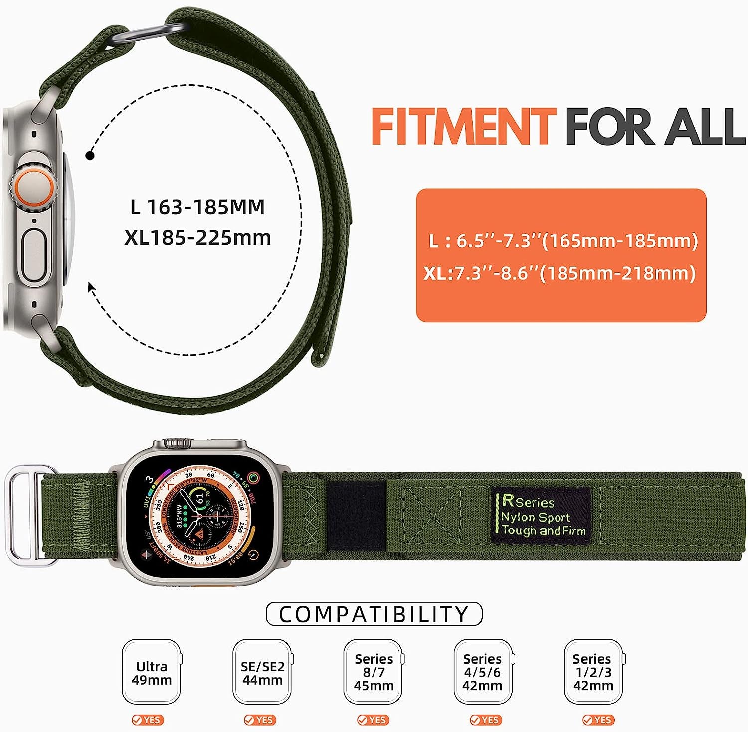 Daqin Rugged Nylon Tactical Band Compatible with Apple Watch Band 49Mm 44Mm 45Mm 42Mm for Men, Adjustable Woven Durable Sport Wristband for Apple Watch Ultra Band Iwatch Series 8 7 6 5 4 3 2 1 SE  Xuchangjiansenshangmaoyouxiangongsi   