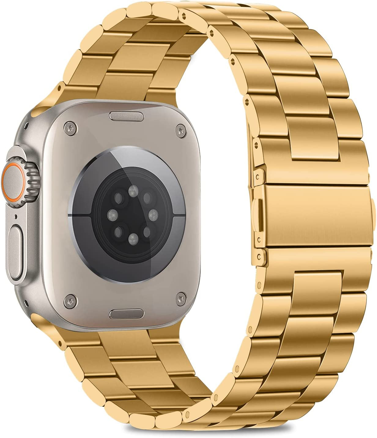 HITZEE Compatible with Apple Watch Band 49Mm Ultra Business Stainless Steel Metal Strap Men Women Link Bands with Case Compatible for Apple Watch Ultra, 49Mm Gold  HITZEE   