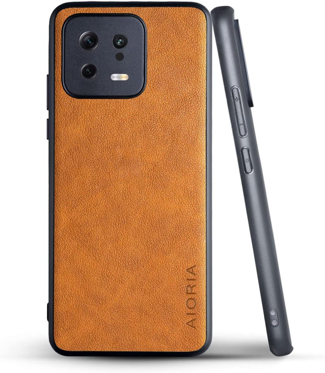 AIORIA for Xiaomi 13 Case, Premium Leather Phone Cover Retro Design Full Protective Case for Xiaomi 13 5G (Orange)  AIORIA   