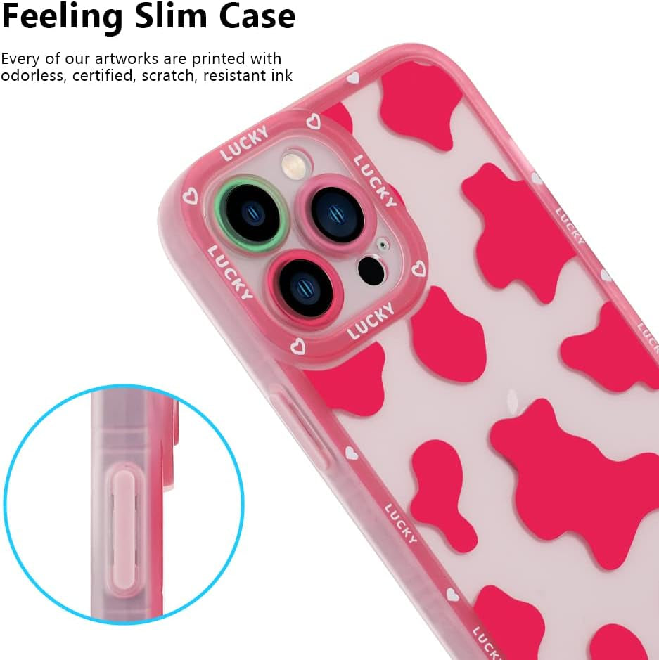 ZIYE Cow Print for Iphone 13 Pro Case,Iphone 13 Pro Cow Pattern Protective Phone Case with Full Body Soft Tpu+Camera Protection Anti-Scratch Cover for Iphone 13 Pro 6.1 Inch (Pink)  ZIYE   