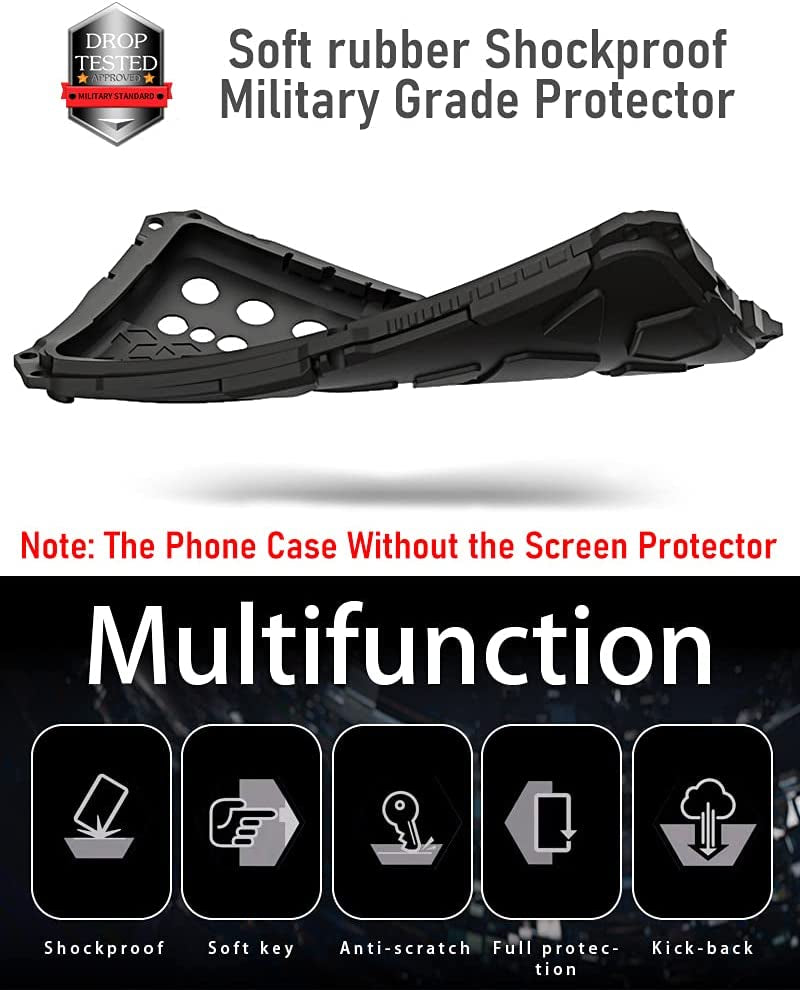 Kumwum Armor Phone Case for Samsung Galaxy S21 plus Military Grade Drop Protection Cover S21Plus 5G Heavy Duty Hybrid Metal Bumper Built-In Silicone Shockproof Dustproof - Black + Red  KumWum   
