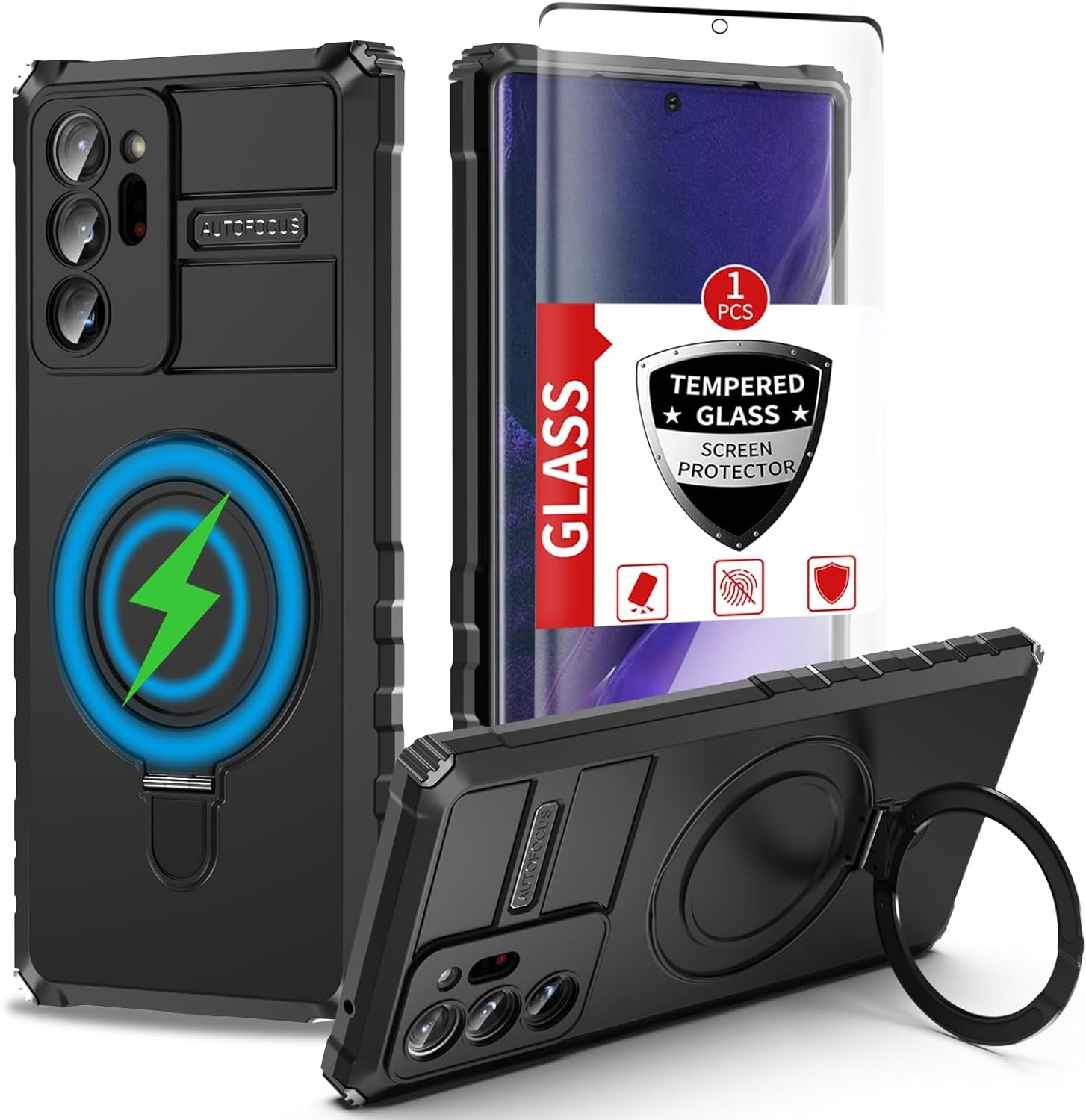 IYTRRYH Magnetic for Samsung Galaxy S21 Ultra Case[Compatible with Magsafe] with Tempered Glass Screen Protector,Military Grade Drop Protection Shockproof Galaxy S21 Ultra Phone Case Man 6.8'' Black  IYTRRYH Black Samsung Galaxy Note 20 Ultra 