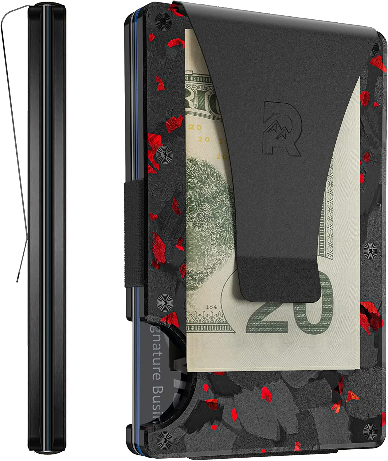 The Ridge Minimalist Slim Wallet for Men - RFID Blocking Front Pocket Credit Card Holder - Metal Wallet for Men with Money Clip (Gunmetal)  The Ridge Forged Ember  