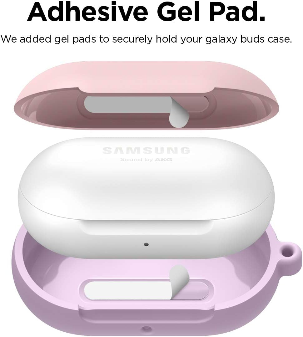 Elago Silicone Case Designed for Samsung Galaxy Buds plus Case (2020) / Galaxy Buds Case (2019) [Body-Lavender/Top-Lovely Pink ] - Full Body Protection, Adhesive Gel Pad  elago   
