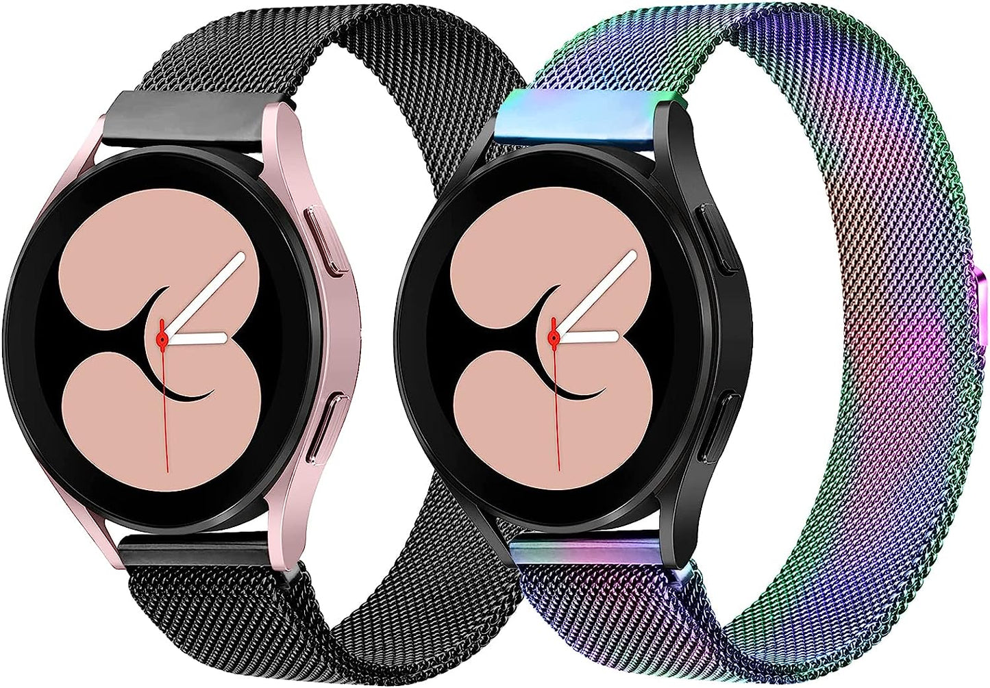 Vomulato Magnetic Bands Compatible with Samsung Galaxy Watch 5/4 40Mm 44Mm,Galaxy Watch 5 Pro 45Mm, Galaxy Watch 4 Classic 42Mm 46Mm, Galaxy Watch 3 41Mm ,Galaxy Active 2/ Active, 20Mm Adjustable Replacement Metal Wristband for Women Men  Vomulato Black-Colorful Small 