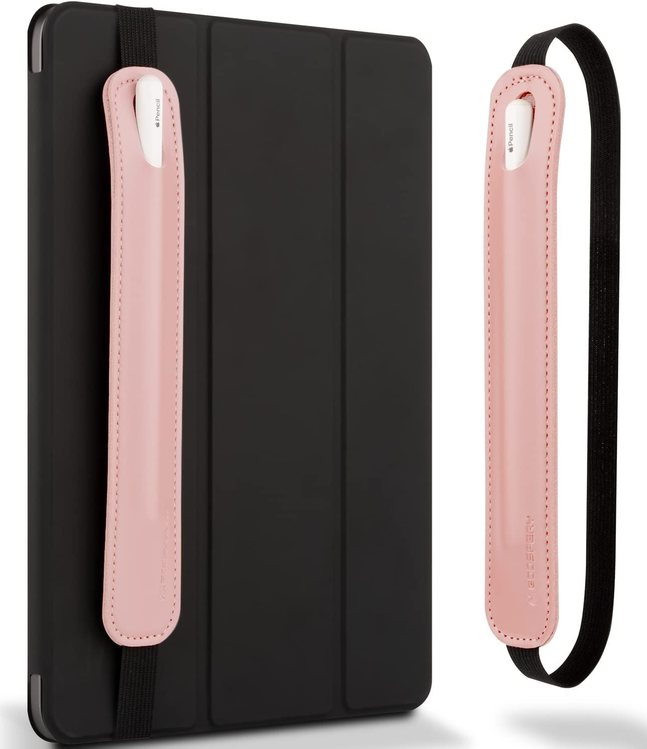 Goospery Pencil Holder Compatible with Apple Pencil Case(1St & 2Nd Generation)Stylus Pen Sleeve PU Leather Accessories Elastic Band for All Tablets Including Ipad Pro 12.9 11 Inch Air 4Th - Dark Grey  GOOSPERY Pink  