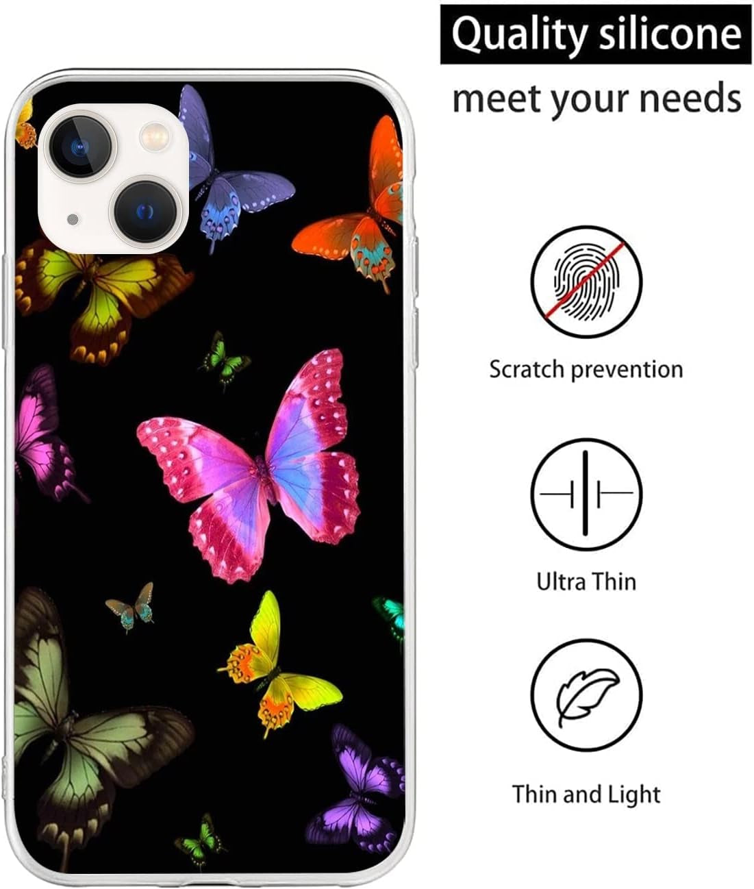Compatible with LG G6 | LG G6+ | LG G6 plus Case Butterfly 160 Cool Kids Girls Women Man Soft Flexible TPU Silicone Phone Case Clear  PTGVCTA   