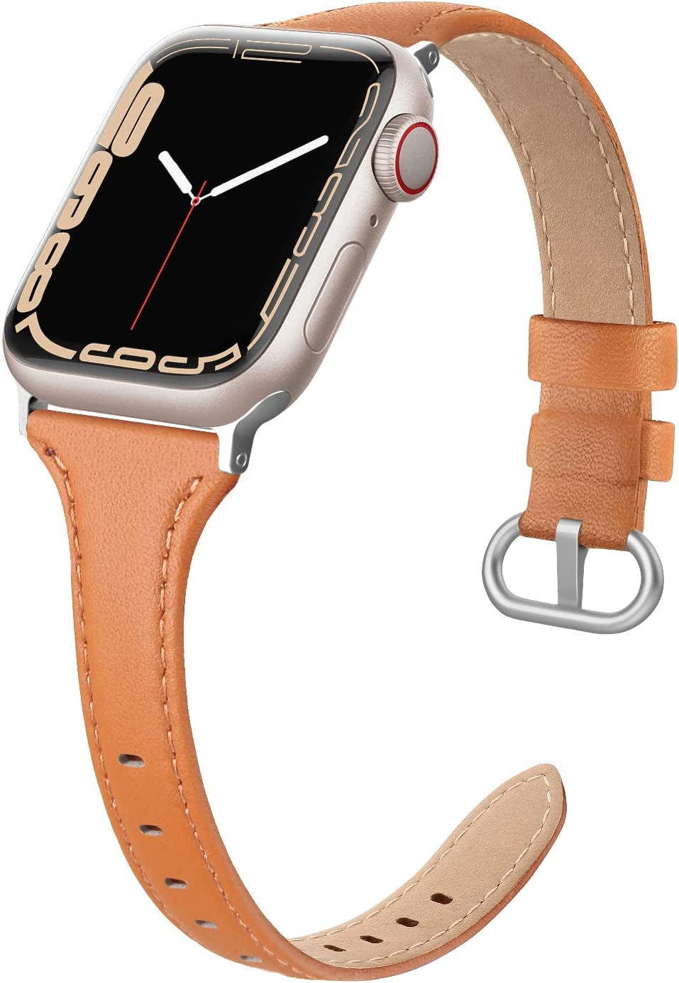 SWEES Leather Band Compatible for Apple Watch 38Mm 40Mm 41Mm, Slim Thin Dressy Elegant Genuine Leather Strap Compatible for Iwatch Series 8, 7, 6, 5, 4, 3, 2, 1, SE, Sport & Edition Women, Brown  SWEES Gold Brown 38mm 40mm 41mm 