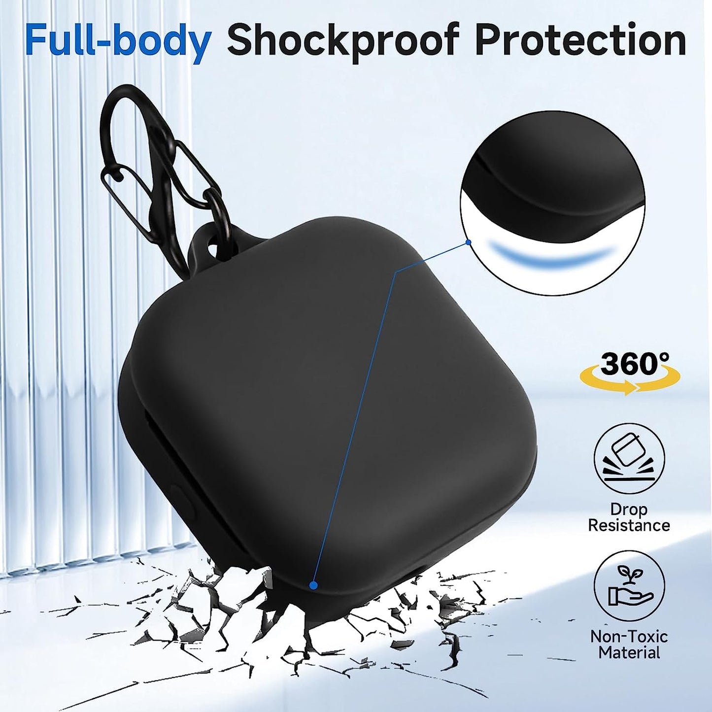 LDSXAY Compatible with Echo Buds 2023 Case Cover, Soft Silicone Shockproof Protective Case Skin for All-New Echo Buds (2023 Release) Charging Case with Carabiner, Front LED Visible (White)  LDSXAY   