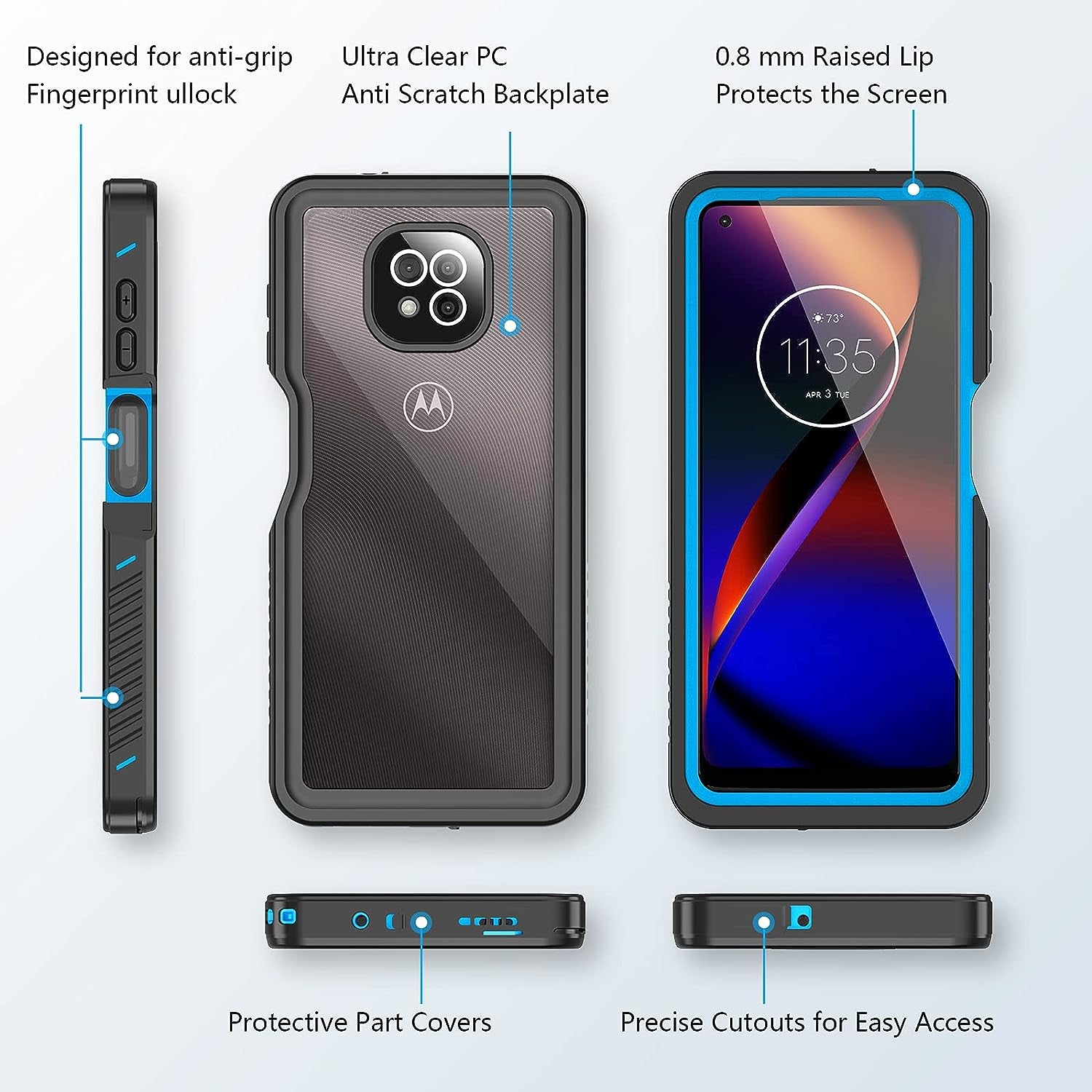 ANTSHARE for Motorola Moto G Power 2021 Case Waterproof, Built in Screen Protector 360° Full Body Heavy Duty Protective Shockproof IP68 Underwater Case for Moto G Power 2021 6.6Inch Blue  ANTSHARE   