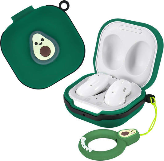 Newseego Compatible with Samsung Galaxy Buds 2 (2021)/Galaxy Buds Pro Case/Galaxy Buds Live 2020 Case, Cute 3D Funny Protective Cover Soft Silicone Cartoon Case with Keychain Fashion Design-Avocado  Newseego   