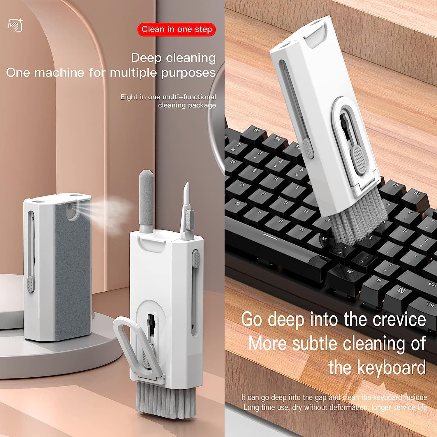 8 in 1 Electronic Cleaning Kit, Keyboard Cleaner Kit with Brush, Pen, Portable Multifunctional Cleaning Tools for PC Monitor, Earbud, Cell Phone, Laptop, Computer, Earphones (NO Fluid)  RLTSW   