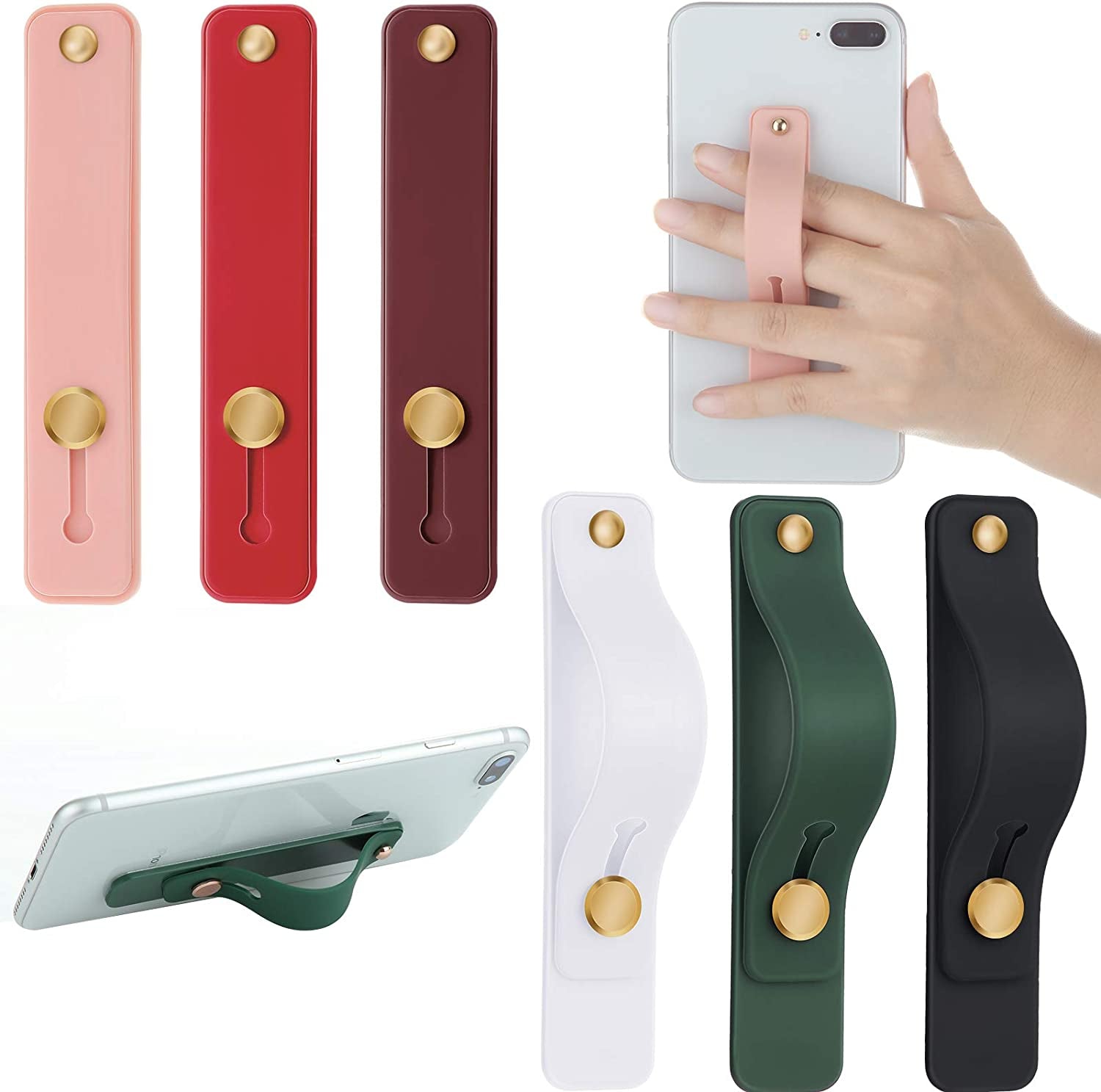 Weewooday 6 Pieces Phone Strap Grip Holder Finger Cell Phone Grip Telescopic Phone Finger Strap Stand Universal Finger Kickstand for Most Smartphones (Tie Dye Colors)  Weewooday Vintage Colors  