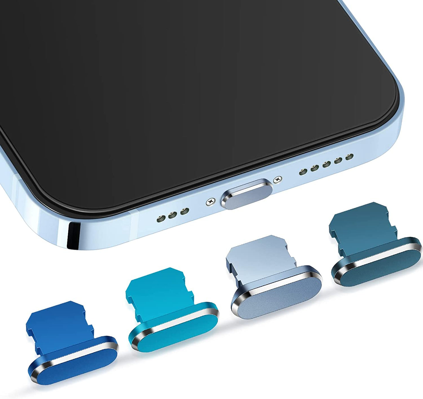 4 Pieces anti Dust Plugs Compatible with Iphone 11, Iphone 12 Protects Charging Dust Cover Compatible with Iphone 11, 12, Pro, Max/X/Xs/Xr, 7, 8 Plus, Ipad Mini/Air (Black)  Weewooday Blue Series  