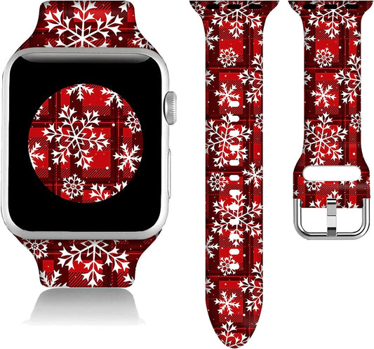 Christmas Gifts Decorations Wristband Straps for Apple Watch Band 38Mm/40Mm/41Mm/42Mm/44Mm/45Mm Soft Silicone Happy New Year Watch Band Strap for Apple Smart Watch Series 7 6 5 4 3 2 1 SE.  DGDGDG   