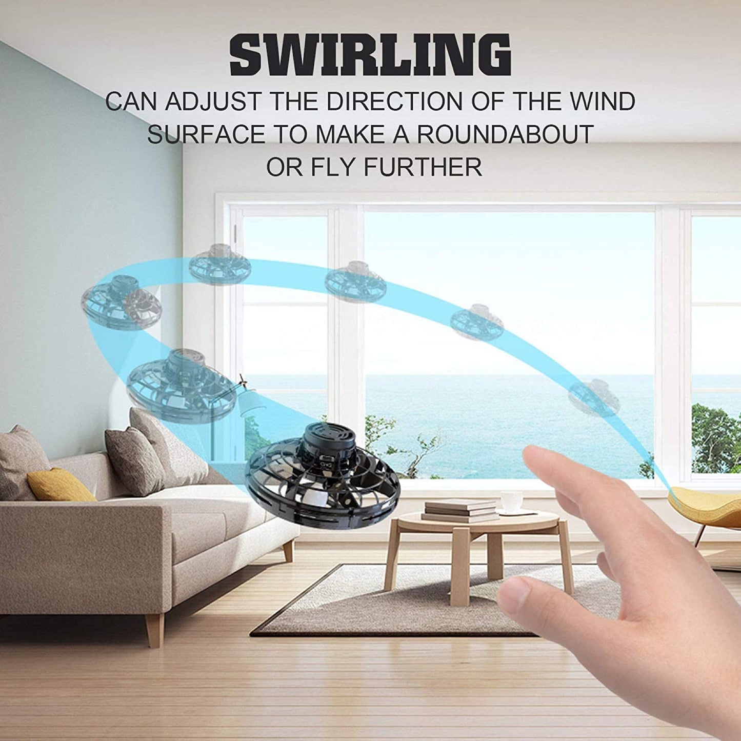 Taosmart Ifly Flying Spinner Mini Drone UFO Toy for Kids Hand Controlled Operated Ball Popular Gift Spinning and Fly like Boomerang with Led Light Dark  Taosmart   