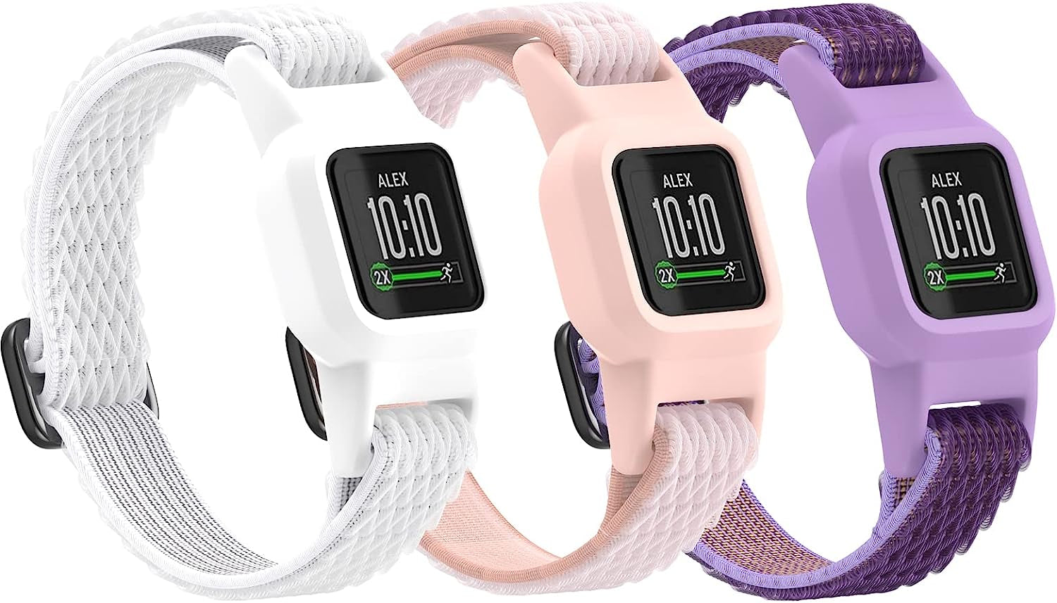 Vanet 3 Pack Compatible with Garmin Vivofit Jr 3 Bands for Kids, Soft Silicone Sport Breathable Bands Adjustable Replacement for Girls Boys  Vanet Lilac+Sand Pink+White  