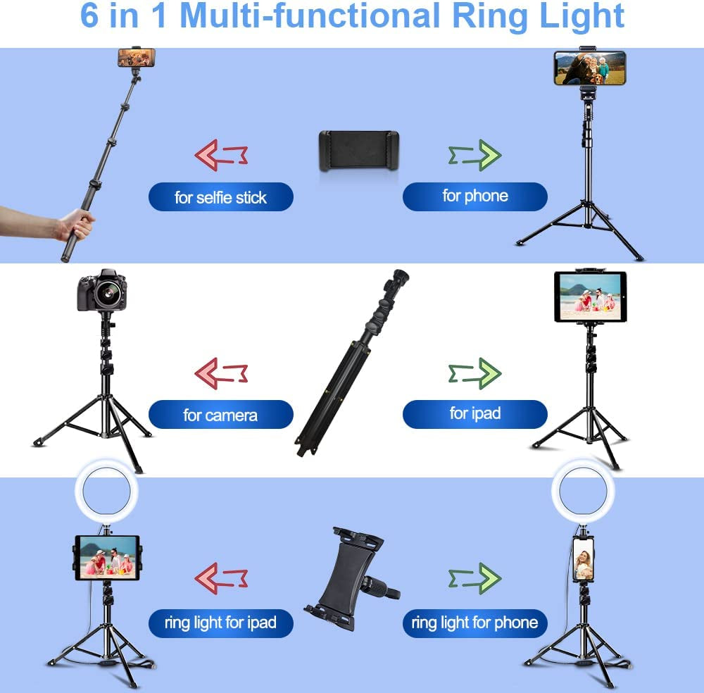 10.2 Inch Ring Light with Stand, SAVEYOUR Selfie LED Ring Light with Tripod & Cell Phone Holder & Pad Holder for Live Stream/Makeup/Photography/Video Compatible with Ipad Iphone Android  saveyour   