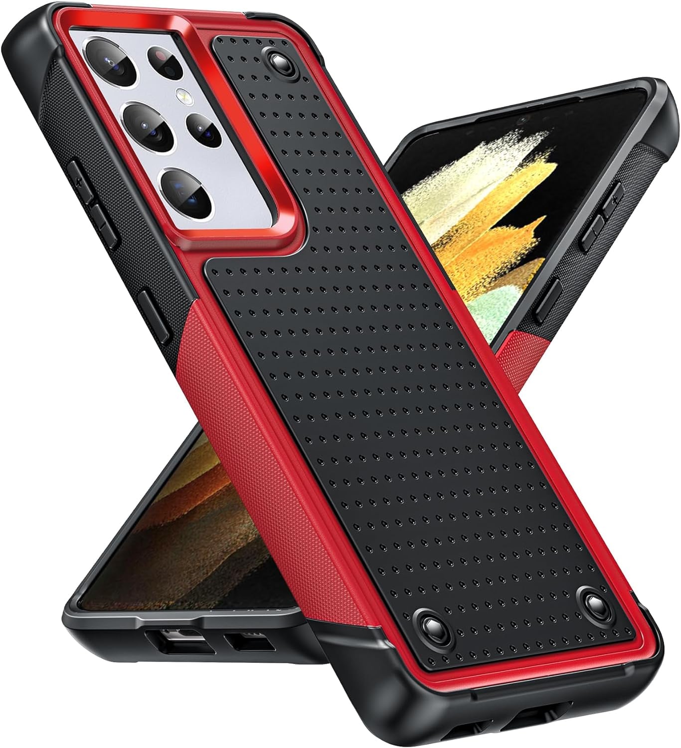 Leyi for Samsung Galaxy S21+ plus Case, Samsung S21 plus Case 5G, Shockproof Heavy Duty Dual Layer Protective Hard PC Textured Back & Soft Bumper Case for Galaxy S21 Plus, Black  LeYi Red Samsung Galaxy S21 Ultra 5G 