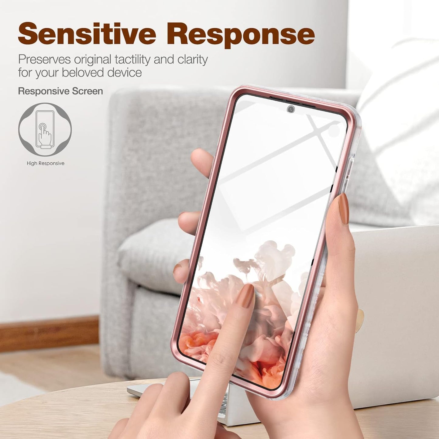 SURITCH Phone Case for Samsung Galaxy S21 plus 6.7 Inches, Front Cover with Built-In Screen Protector Full-Body Protection Shockproof TPU Bumper Protective Case for Girl Women Cute, Rose Marble  SURITCH   