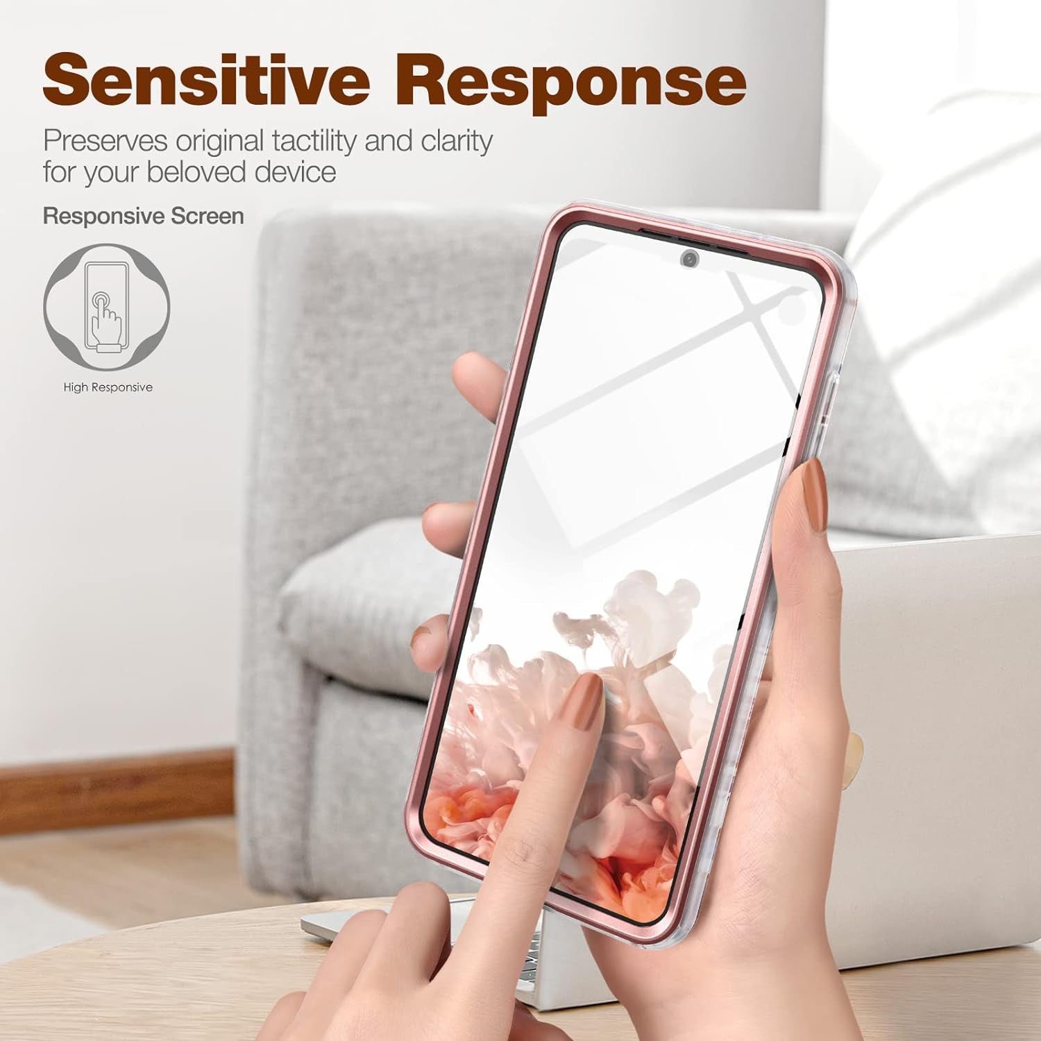 SURITCH Phone Case for Samsung Galaxy S21 plus 6.7 Inches, Front Cover with Built-In Screen Protector Full-Body Protection Shockproof TPU Bumper Protective Case for Girl Women Cute, Rose Marble  SURITCH   