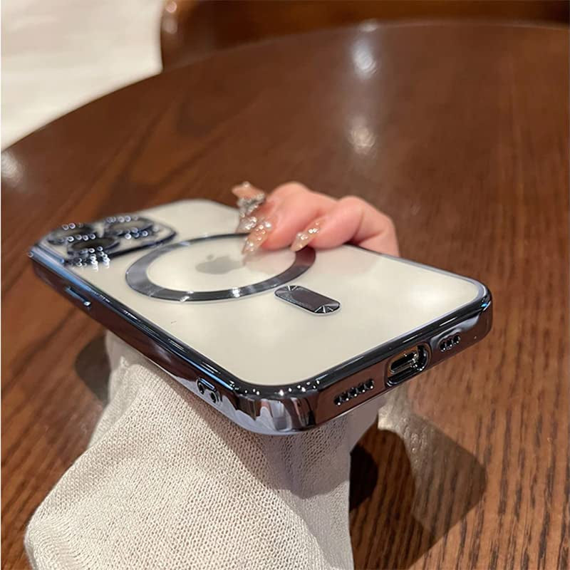 ZIYE Magnetic Case for Iphone 14 Pro Max Case [Compatible with Magsafe] Camera Lens Protector Plating Luxury Cover for Women Men Clear Soft TPU Shockproof Protective Phone Case - Black  ZIYE   