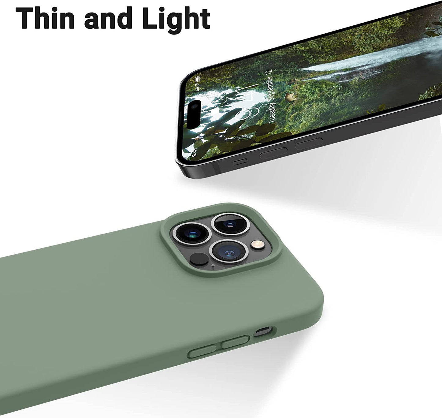 OTOFLY Designed for Iphone 14 Pro Case, Silicone Shockproof Slim Thin Phone Case for Iphone 14 Pro 6.1 Inch (Calke Green)  OTOFLY Direct   