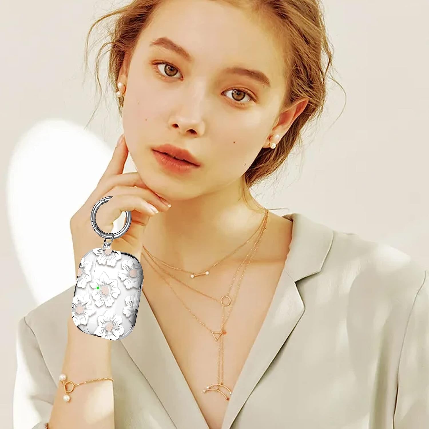 Maxjoy for Airpods Pro Case Cover, Clear Flower Pro Case for Women Men Cute Soft Protective Floral Ipod Pro Case with Keychain Clip for Airpods Pro Charging Case 2019, Transparent  Maxjoy   