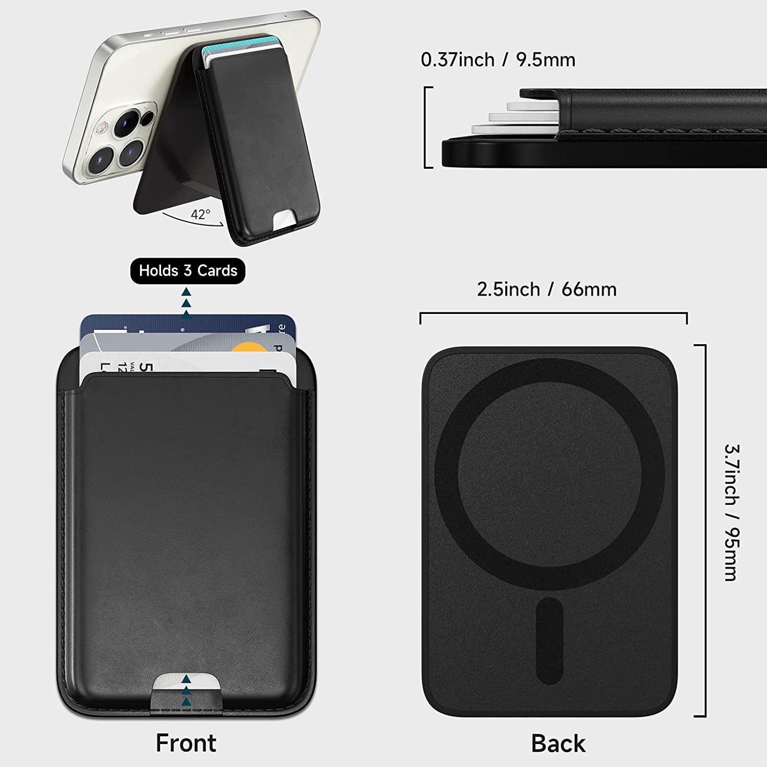 MAGKOTA Magsafe Wallet Stand Compatible with Iphone 14 Pro Max/14 Pro/14 Plus/14/Iphone 13 Pro Max/13 Pro/13/Iphone 12 Pro Max/12 Pro/12,Iphone Leather Wallet with Magnetic Stand, Max 3 Cards  MAGKOTA   