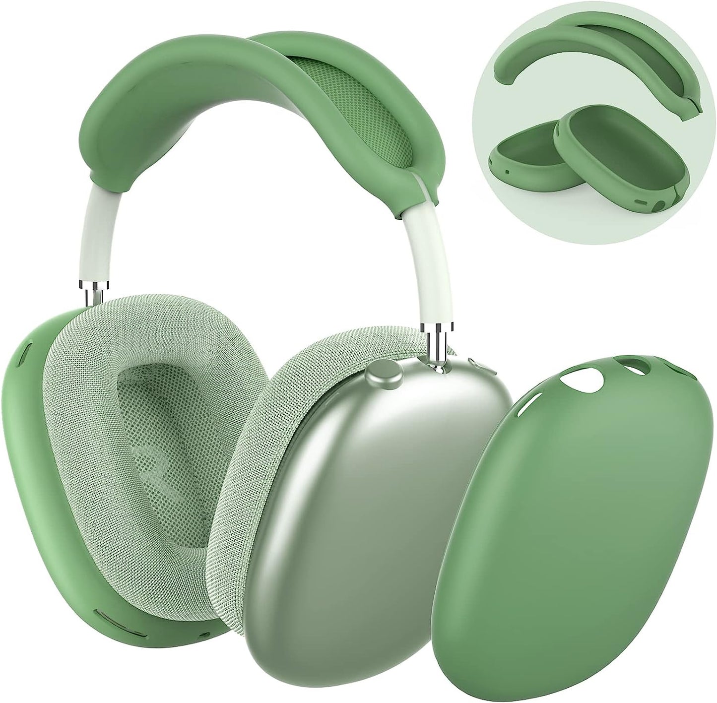 NIUTRENDZ Silicone Case Cover for Airpods Max with Headband Protective Ear Cups Covers Accessories【Anti-Fingerprint, Anti-Scratch & Anti-Dust】 (White)  NIUTRENDZ Green  